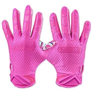 Battle Sports Money Man 2.0 Wide Receiver Football Gloves - Adult and Youth Football Gloves - Ultra Grip Gloves - Adult Large, Neon Pink