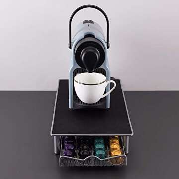 Attom Tech Home Stylish Coffee Capsule Storage Drawer Holder Compatible for Nespresso Storage Steel Organizer Nespresso Holder for Capsules - 40 Capsule Capacity