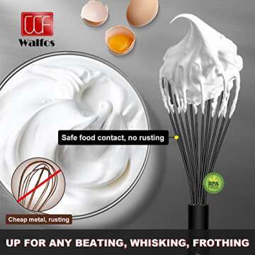 Walfos Silicone & Stainless Steel Whisk, 8.5"