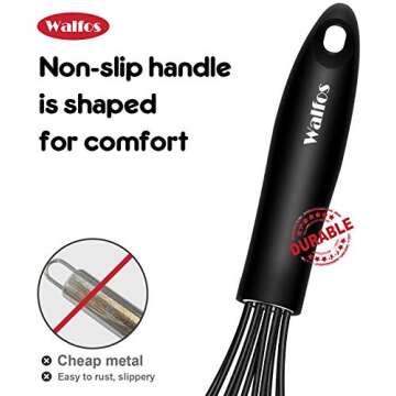 Walfos Silicone & Stainless Steel Whisk, 8.5"