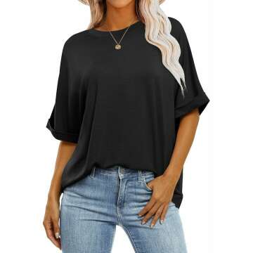 ANRABESS Women's Oversized Short Sleeve Crewneck Tee - Trendy Summer Top 2024