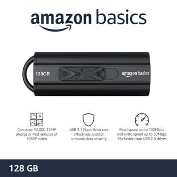 Amazon Basics 128GB USB 3.1 Flash Drive - Ultra Fast & Reliable