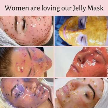 Jelly Mask for Facials - 12 Flavors Hydrating & Brightening Jelly Face Masks | Free Jade Roller & Spatula | Bulgarian Rose, Lavender, Hyaluronic Acid, 24K Gold face mask skin care |Vajacial Jelly Mask