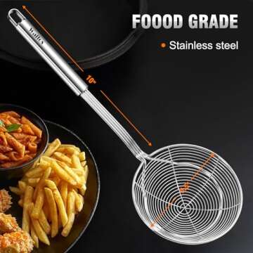 Walfos Spider Strainer - 5.5 Inch Stainless Steel Fryer Scoop, Kitchen Spider Skimmer Strainer With Handle, For Cooking Deep Fryer, Pasta, Spaghetti, Noodle, Vegetables, Egg