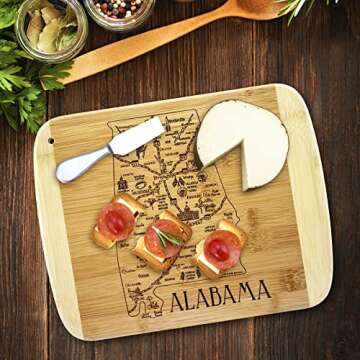 Totally Bamboo Alabama State Cutting Board - 11" x 8.75" Perfect for Serving!