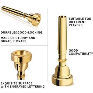 Cheerock 3C Trumpet Mouthpiece Brass Trumpet Mouthpiece Gold Plated Trumpet Mouthpiece Compatible with Beginners and Professionals Trumpet Accessories