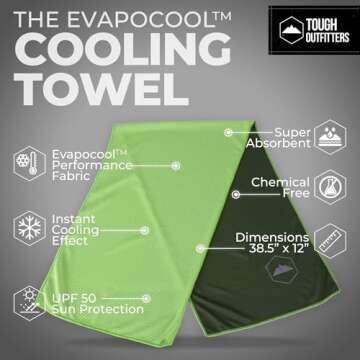 Tough Outdoors Cooling Towels (38.5"x12") - Cooling Towels for Neck & Face, Cooling Neck Wraps - Ice Towel & Sweat Rag for Camping, Gym, Yoga & Sports