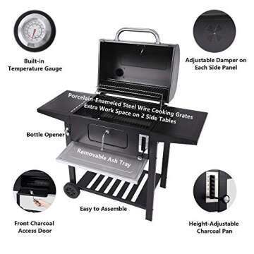 Royal Gourmet 24 Inch Charcoal Grill BBQ with Cover