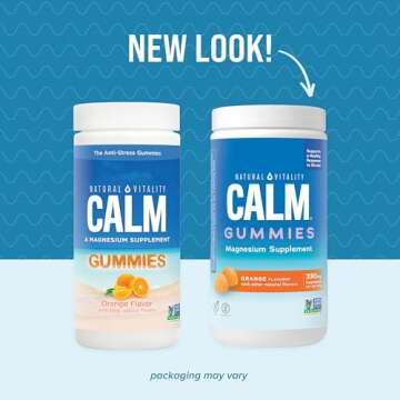 Natural Vitality Calm, Magnesium Citrate Supplement, Stress Relief Gummies, Supports a Healthy Response to Stress, Gluten Free, Vegan, Orange, 240 Gummies