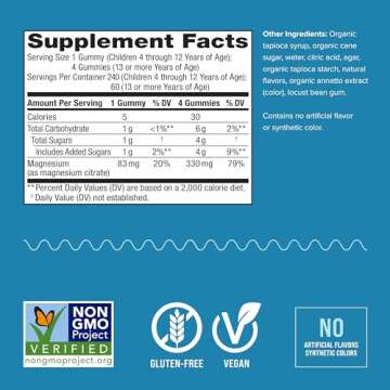 Natural Vitality Calm, Magnesium Citrate Supplement, Stress Relief Gummies, Supports a Healthy Response to Stress, Gluten Free, Vegan, Orange, 240 Gummies