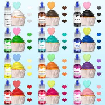 Cherrysea 12 Colors Food Coloring Set - Vibrant Liquid Food Colors Frosting Dye Tasteless for Cake Decorating, Easter Egg, Royal Icing, Fondant, Macaron - 0.25 Fl. oz/Bottles