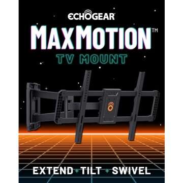 ECHOGEAR MaxMotion TV Wall Mount for Large TVs 42" to 90" - Full Motion Has Smooth Swivel, Tilt, & Extension - Universal Design Works with Samsung, Vizio & More - Includes Hardware & Drill Template