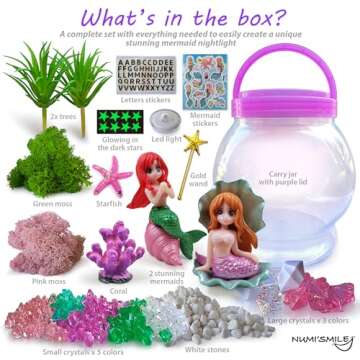 Make Your Own Light-Up Mermaid Terrarium Kit for Kids, Mermaid Gifts for Girls Ages 4 5 6 7 8 9 10 Years and up, DIY Mini Garden Nightlight Project, Arts and Crafts for Kids, Mermaid Toys for Girls