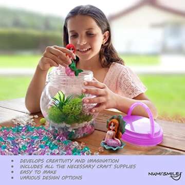 Make Your Own Light-Up Mermaid Terrarium Kit for Kids, Mermaid Gifts for Girls Ages 4 5 6 7 8 9 10 Years and up, DIY Mini Garden Nightlight Project, Arts and Crafts for Kids, Mermaid Toys for Girls