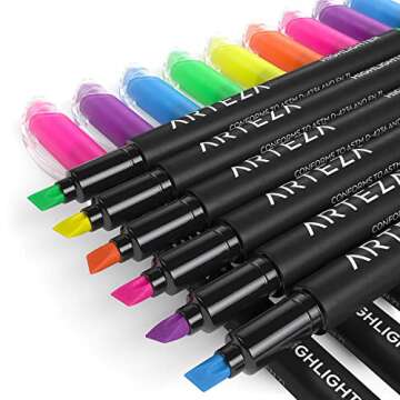 ARTEZA Highlighters Set of 30, Narrow Chisel Tip, Bulk Pack of Markers in 6 Assorted Neon Colors, Office and School Supplies, Note Taking, Planner