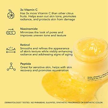 Saturday Skin Yuzu Vitamin C Sleep Overnight Face Mask Skin Care Retinol Niacinamide Face Moisturizer Brightening sleeping mask, Korean skin care, Vegan Smooth Skin