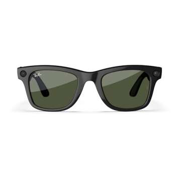 Meta Ray-Ban Smart Glasses, Wayfarer, Shiny Black / G15 Green, Regular