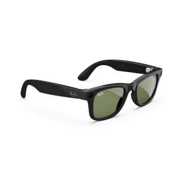 Meta Ray-Ban Smart Glasses, Wayfarer, Shiny Black / G15 Green, Regular