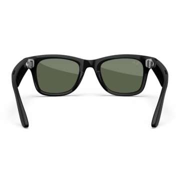 Meta Ray-Ban Smart Glasses, Wayfarer, Shiny Black / G15 Green, Regular