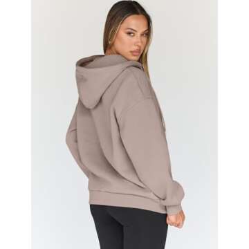 Trendy Queen Womens Zip Up Hoodies Oversized Sweatshirts Fall Fashion Outfits Casual Jackets 2025 Winter Clothes Nutmeg L