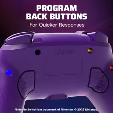 PDP Afterglow Wave Wireless Pro Controller with Full Motion for Nintendo Switch, Nintendo Switch - OLED Model, 8 RGB LED Lighting Zones, 30 Foot Range, 20 Hour Rechargeable Battery: Purple