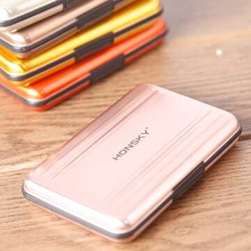 SD Card Case, Aluminum Memory Card Holder, Memory Card Case Organizer Storage for SD Cards, Micro SD Cards, SDHC SDXC TF,Rose Gold