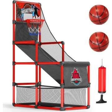 BESTKID BALL Arcade Basketball Hoop for Kids - Shootout Game Set Indoor Sports Toy - Fun and Entertaining Gift for Boys Girls Toddlers - Single
