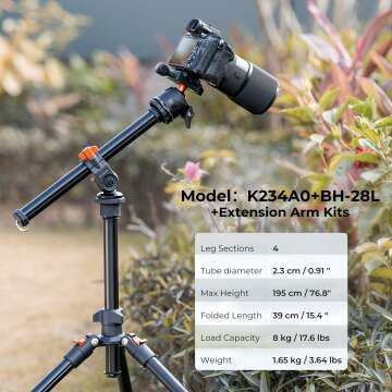 K&F Concept 76" Tripod for DSLR & Smartphone