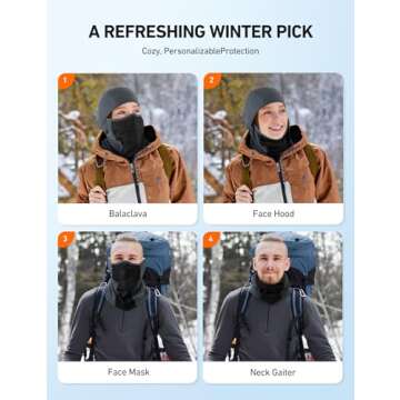 AstroAI Balaclava Ski Mask Winter Fleece Thermal Face Mask Cover for Men Women Warmer Windproof Breathable, Cold Weather Gear for Skiing, Outdoor Work, Motorcycling, Snowboarding, Grey-M, 21.5-23"