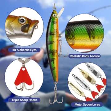 Fishing Advent Calendar 2024, 24 Days Christmas Countdown Fishing Lures Tackle Set for Adult Men Teen Boys, Xmas Surprise Gift for Fisher, Father, Granpa, Brother, Boyfriend