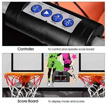 Giantex Foldable Basketball Arcade Game, 8 Game Options, Electronic Double Shot 2 Player w/ 4 Balls and LED Scoring System, Indoor Basketball Game for Kids, Adults