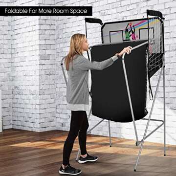 Giantex Foldable Basketball Arcade Game, 8 Game Options, Electronic Double Shot 2 Player w/ 4 Balls and LED Scoring System, Indoor Basketball Game for Kids, Adults