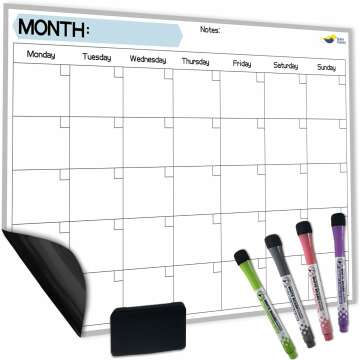 Magnetic Dry Erase Calendar for Students - White Board Planner