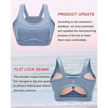 RUNNING GIRL High Impact Sports Bras for Women,Racerback Bra Workout Crop Tops for Women(WX2667 Blue,S)