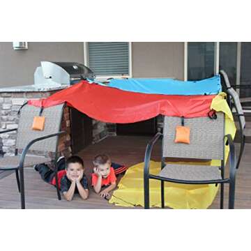 Tote a Fort Original Blanket Fort Building Kit for Kids, 3 Blanket TOTEAFORT Toy, Make a Portable Playhouse, Play Tent Boy and Girl Indoor Outdoor Build Set, STEM Children Toy, Ages 4, 8, 12 +