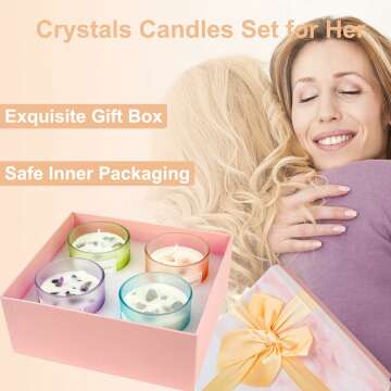 Healing Crystal Scented Candles - Set of 4 Relaxation Gifts