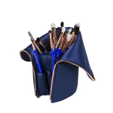 Bdellium Tools Professional Makeup Brush Golden Triangle - Eyes Only 15pc. Brush Set with Stand-Up Pouch