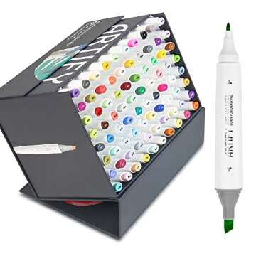 ARTIFY 80 Enhanced Colors Art Markers, Fine & Broad Dual Tips Professional Artist Markers in Case, Drawing Marker Set with Carrying Case