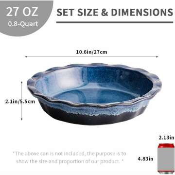 KOOV Ceramic, 9 Inches Pie Plate, Pie Dish for Dessert Kitchen, Round Baking Dish Pan for Dinner, Wrapping Upgrade, Reactive Glaze (Nebula Blue)