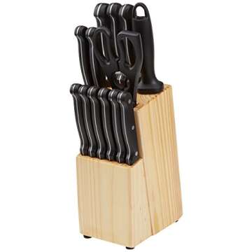 14-Piece Kitchen Knife Set with Pine Wood Block