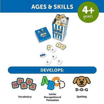 Learning Resources Pop for Letters, Early Phonics Game, Alphabet Recognition, ABCs, 8 Pop Cards, Ages 4+, Grades PreK+