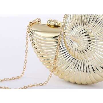 TOKYO-T Gold Purse for Women Dressy Crossbody Shiny Purses Evening Clutch Seashell Bag Strap