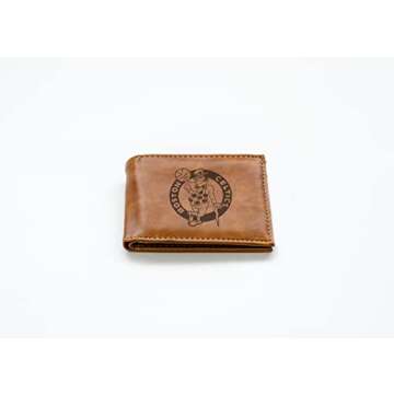 Rico Industries Laser Engraved Billfold Wallet, Boston Celtics, Brown