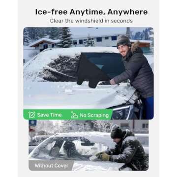 Zanch SUV Windshield Cover for Ice and Snow, [Fast Install, Fast Removal] Magnetic Edges Against Snow, Ice, Frost Windshield Wiper Protector with Adjustable Straps