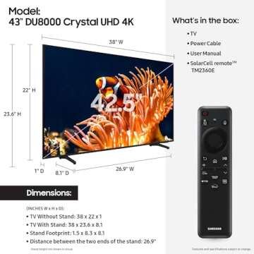 SAMSUNG 43-Inch 4K UHD Smart TV with HDR & Alexa