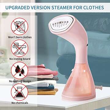 HHSUC Steamer for Clothes, Handheld Garment Steamer, 1200W Mini Travel Steamer, Portable Fabric Steam Iron Auto Shut Off & Leak Proof，LCD Display/15s Fast Heating/Wrinkle Remover [Luxury Edition]