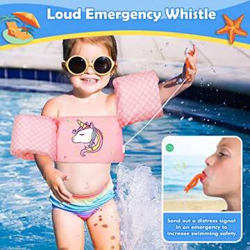 MoKo Swim Arm Band for Kids 20-50lbs, Clearance Toddler Swim Vest Cute Cartoon Swimming Wings Pool Floats Sleeve Children Water Sports Learning Swim Training Equipment, Pink Heart Unicorn