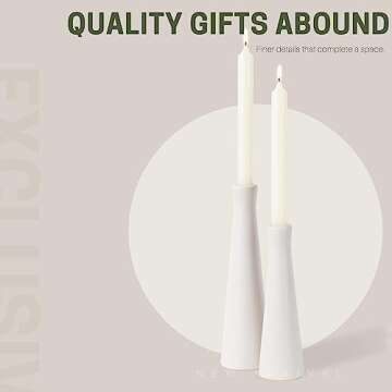 E-ROOM TREND White Ceramic Candle Holder, Pillar Candle Holders, White Candlestick Holders for Pillar Candles, Modern Taper Candle Holder Decor for Wedding Dinning Party Home, Set of 2(CH7080W)