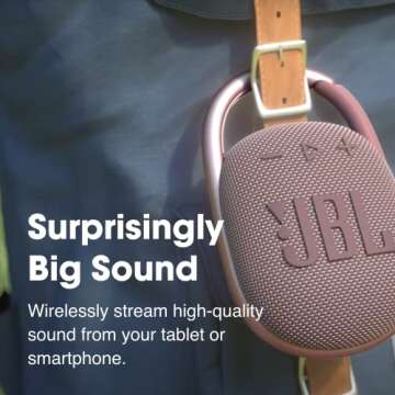 JBL Clip 4 - Portable Mini Bluetooth Speaker, big audio and punchy bass, integrated carabiner, IP67 waterproof and dustproof, 10 hours of playtime, speaker for home, outdoor and travel (White)