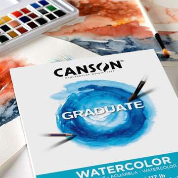 Canson Graduate Watercolor Pad, Foldover, 9x12 inch, 20 Sheets | Artist Paper for Adults and Students - Painting, Gouache, Mixed Media and Ink